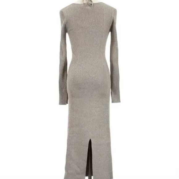 Jonathan Simkhai Danika Cut Out Midi Dress Ribbed Knit in Nougat M NWT $498 - Picture 7 of 7